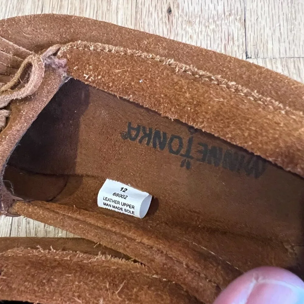 Minnetonka Brown Suede Moccasins Flats Girl's Size 12